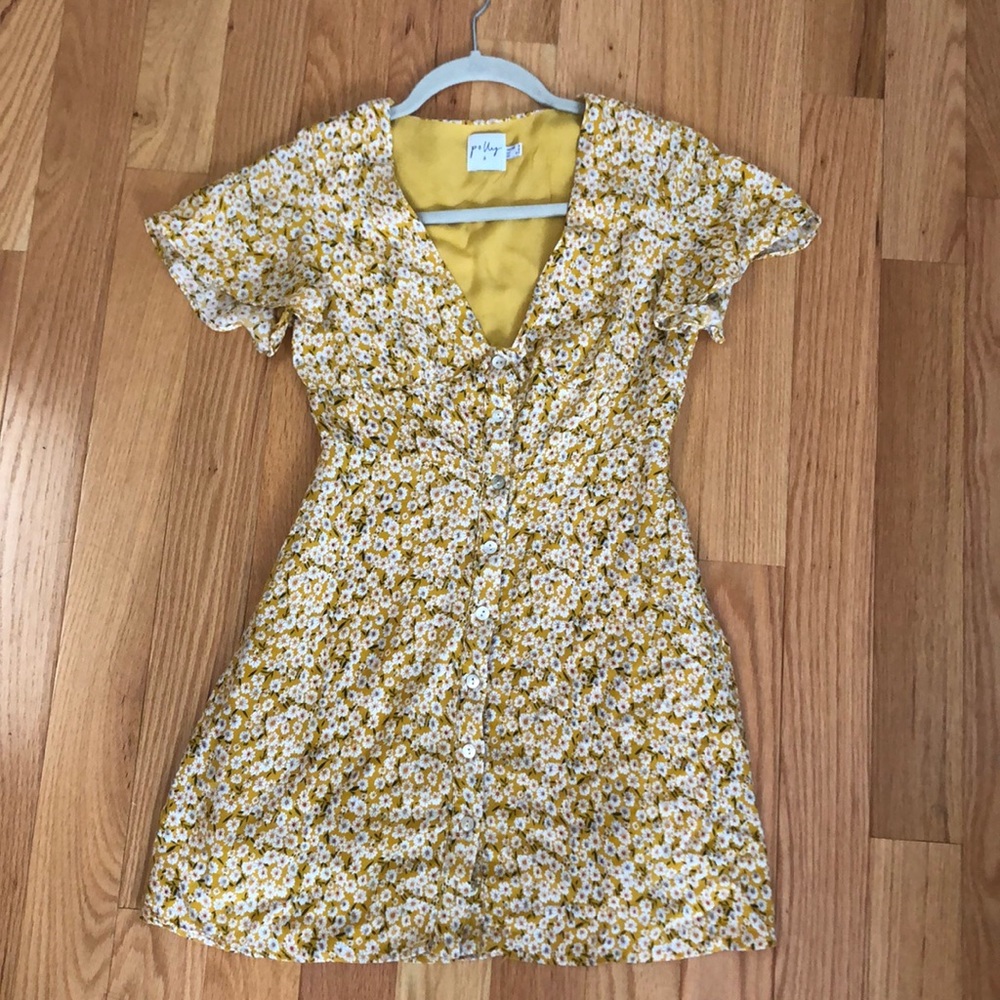 Yellow floral mini dress